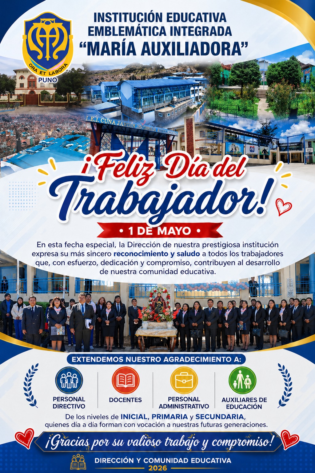 ¡Feliz Día del Trabajador a nuestra Gran Familia Salesiana! 👷‍♂️👩‍🏫